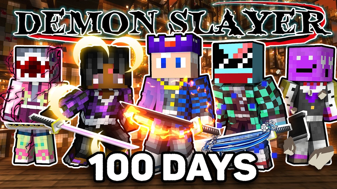 We Spent 100 Days in Demon Slayer Minecraft [5 Friends]