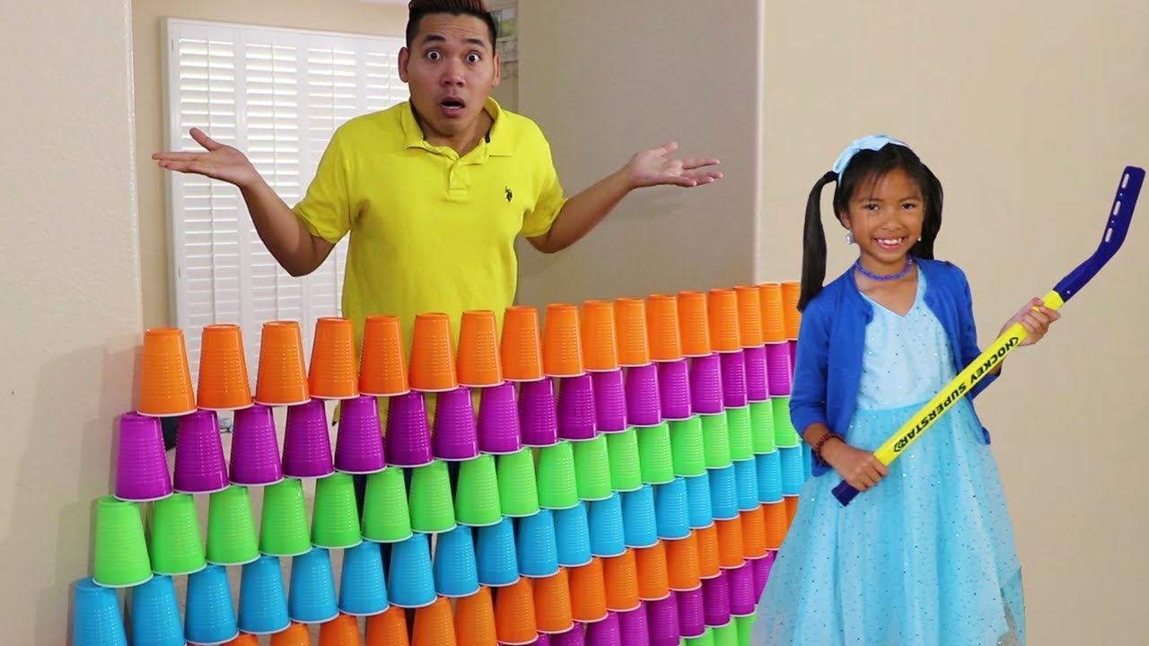 Wendy Pretend Play STACKING Game with Giant Cup Wall