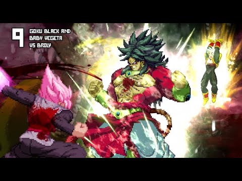 [What-If 9] Super Saiyan 4 Broly VS Baby Vegeta and Goku Black / Baby Vegito Black.