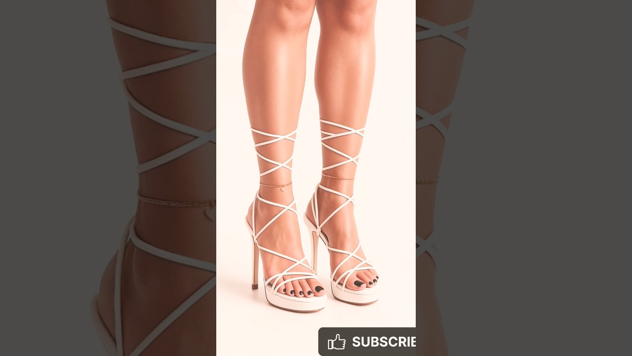 White Platform Strappy Lace Up Heels Try On & Styling #shorts #highheels #heelsoftheday #fashion