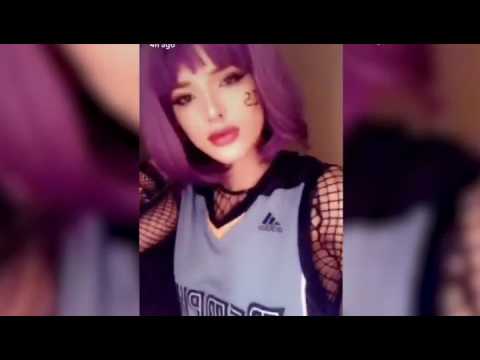 Wigging out! Bella Thorne dons purple hair to basketball game
