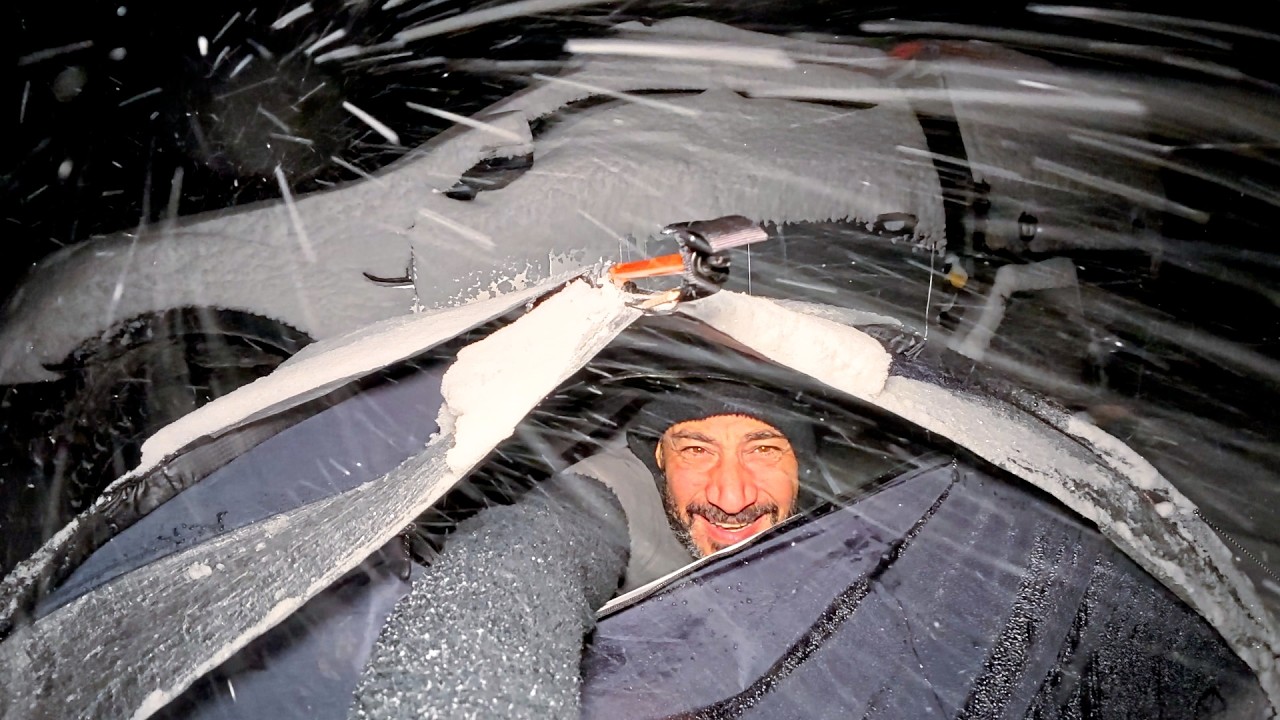 Winter Camping In A SNOW BLIZZARD