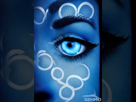 with a bluea dreaming woman's face