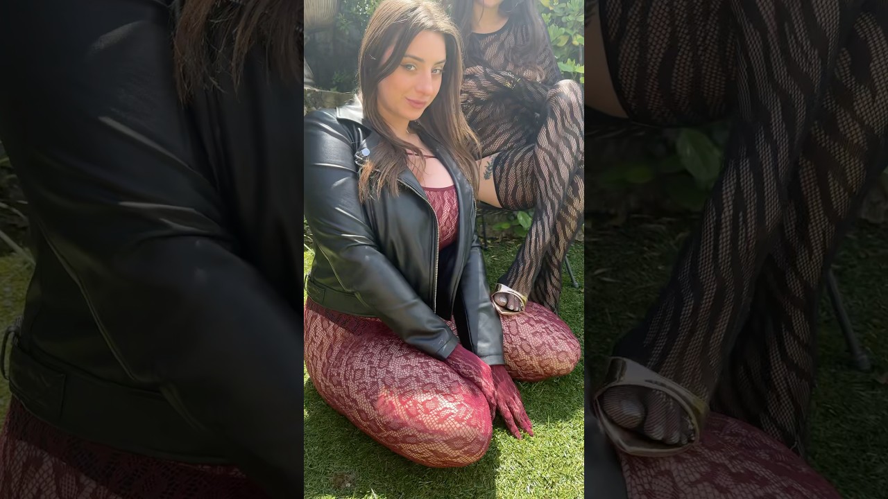 With my Goddess Madrina 🖤⛓️ #duo #outdoor #leather #heels #feet #suit #duo #lesbian #goddess #queen