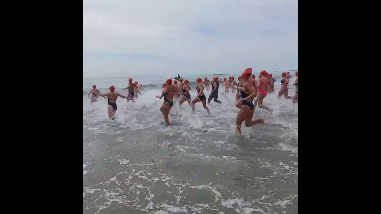 Women's start to Sea Isle City Beach Patrol One-Mile Swim in New Jersey