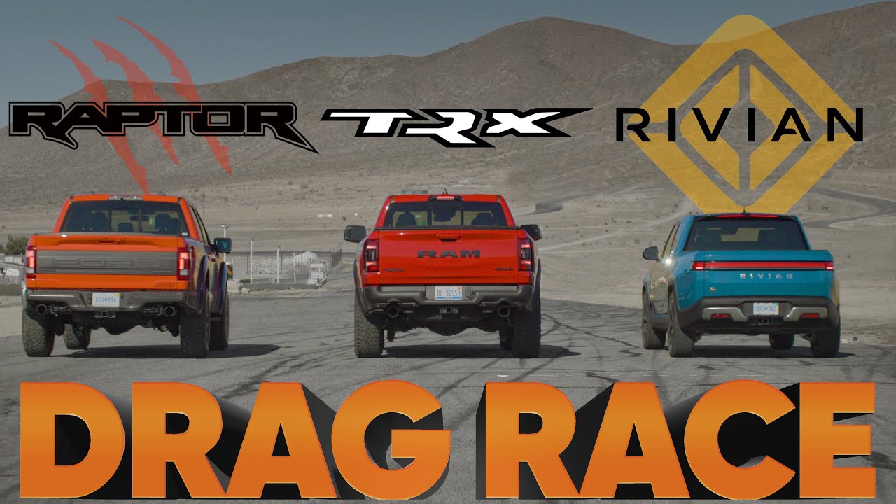 World's Fastest Pickups — Rivian R1T vs Ram TRX vs Ford Raptor vs Syclone — Cammisa Drag Race Replay