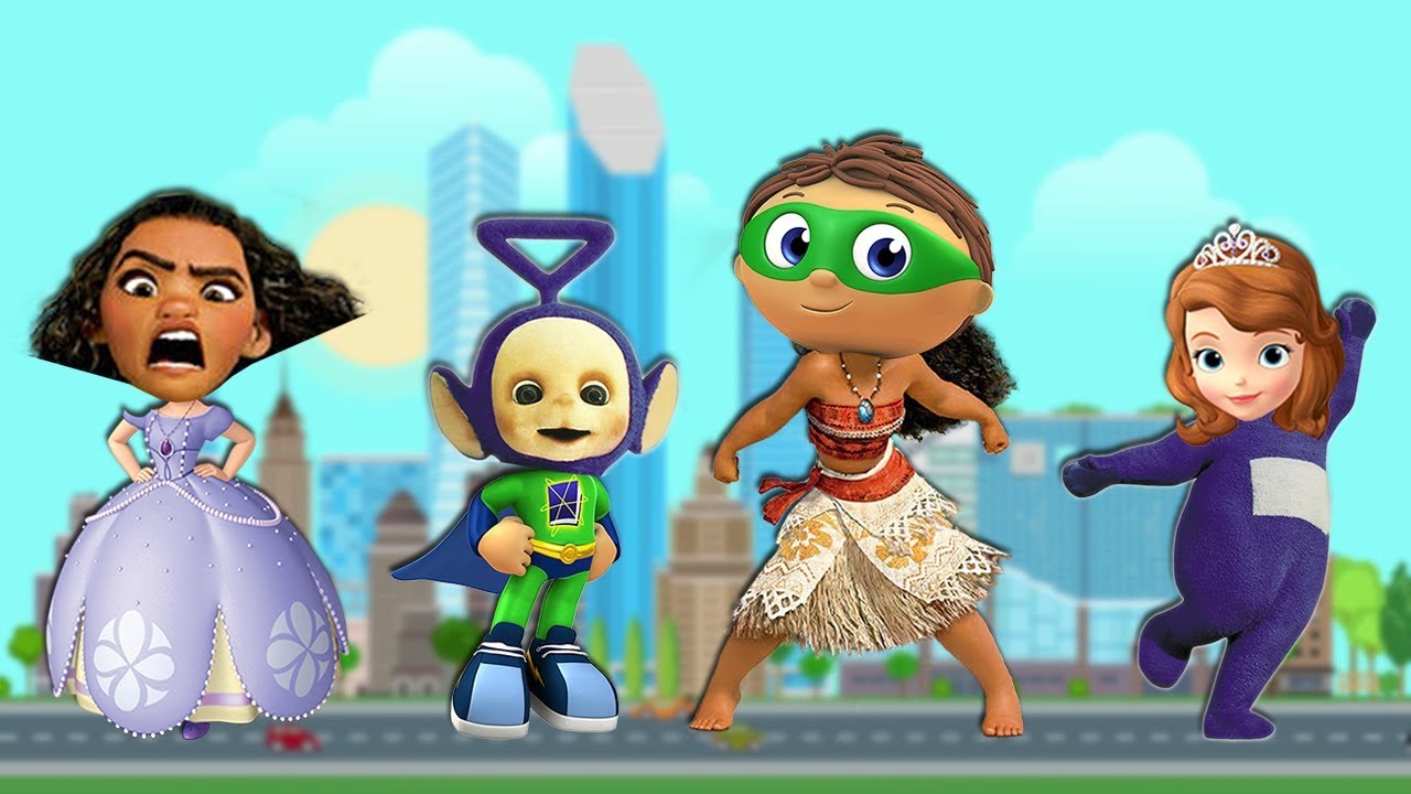 Wrong Heads Moana Teletubbies Super Why Sofia the First Finger Family Song Nursery Rhymes for Kids