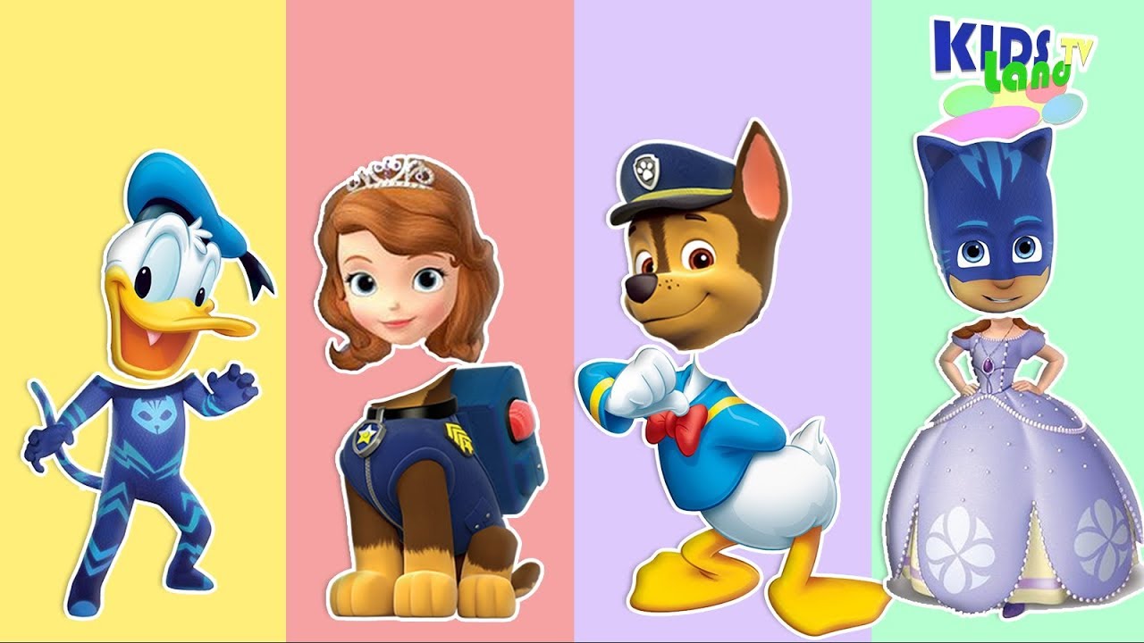 Wrong Heads PJ Masks Donald Duck Paw Patrol Sofia The First Cartoon Parody Finger Family Song Kids