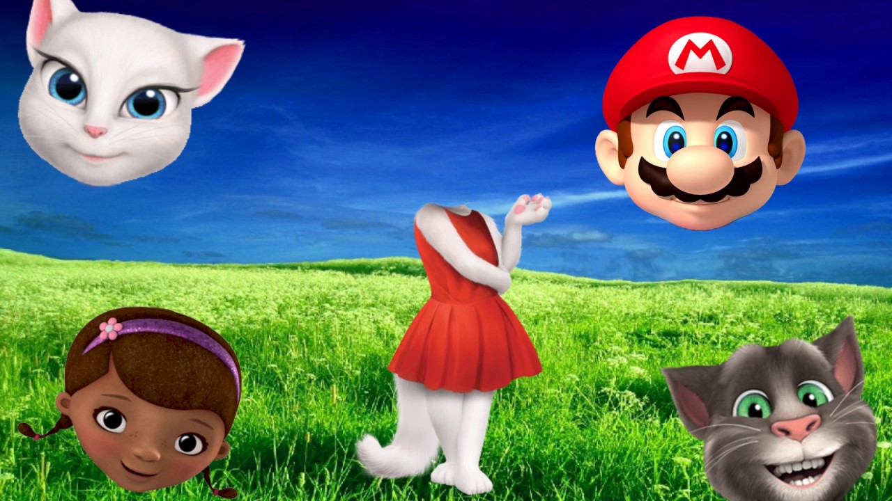 Wrong Heads Talking Tom Angela Super Mario Doc McStuffins Dora Finger Family Song