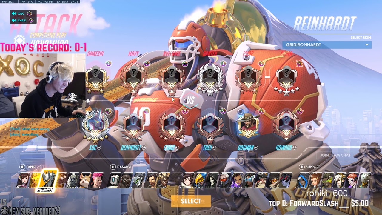 XQC has 5 ana mains on his Team