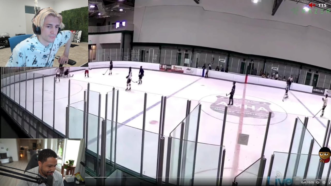 xQc reacts to Nick getting into a 1v3 fight in hockey game
