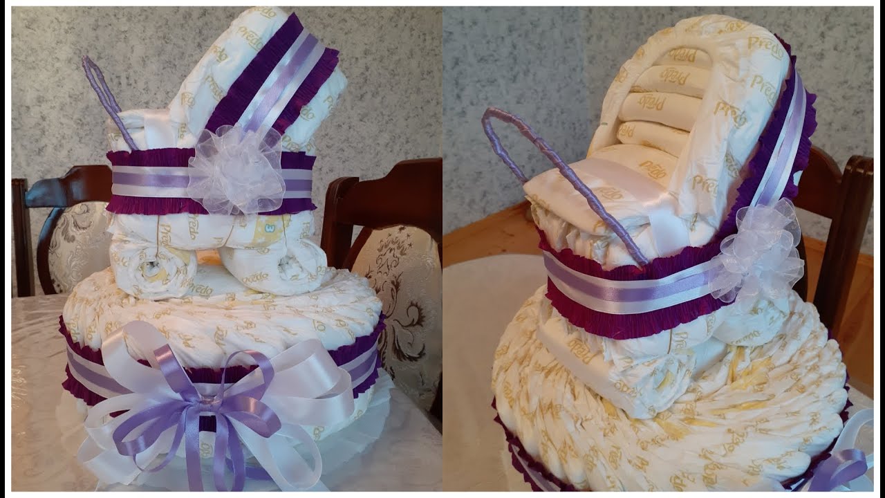 Xəstəxana çıxışı üçün UŞAQ BEZİNDƏN çox maraqlı PAMPERS TORTU hədiyyəsi hazırlamaq -EASY DİAPER CAKE