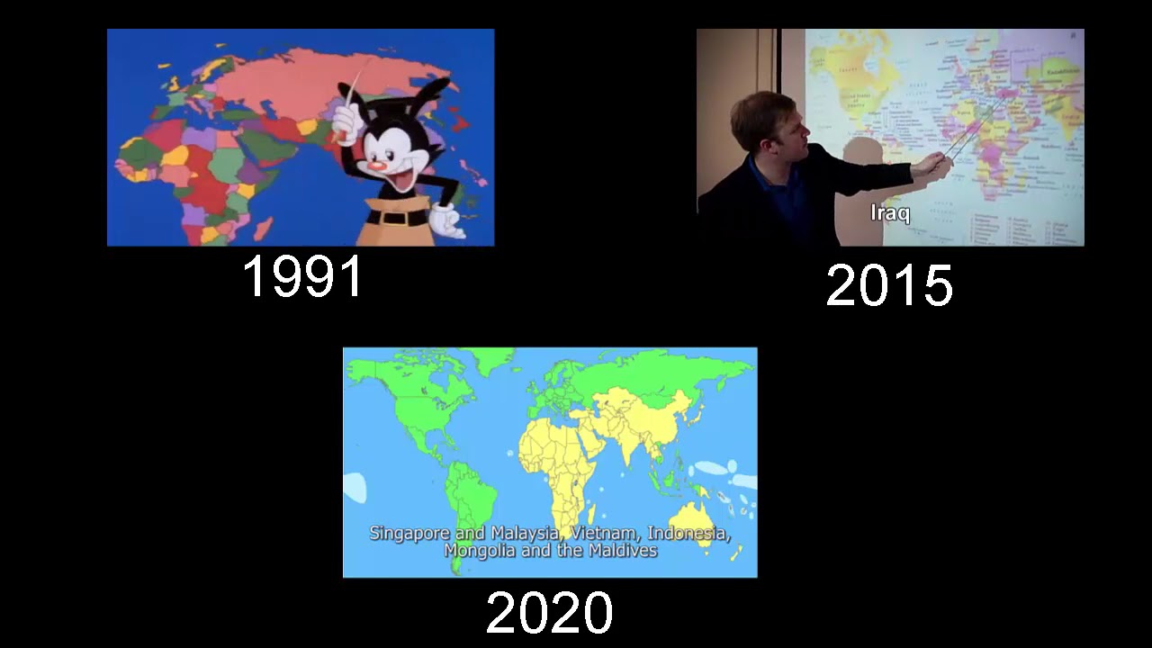 Yakko's World 1991 vs.  2015 vs.  2020 Comparison