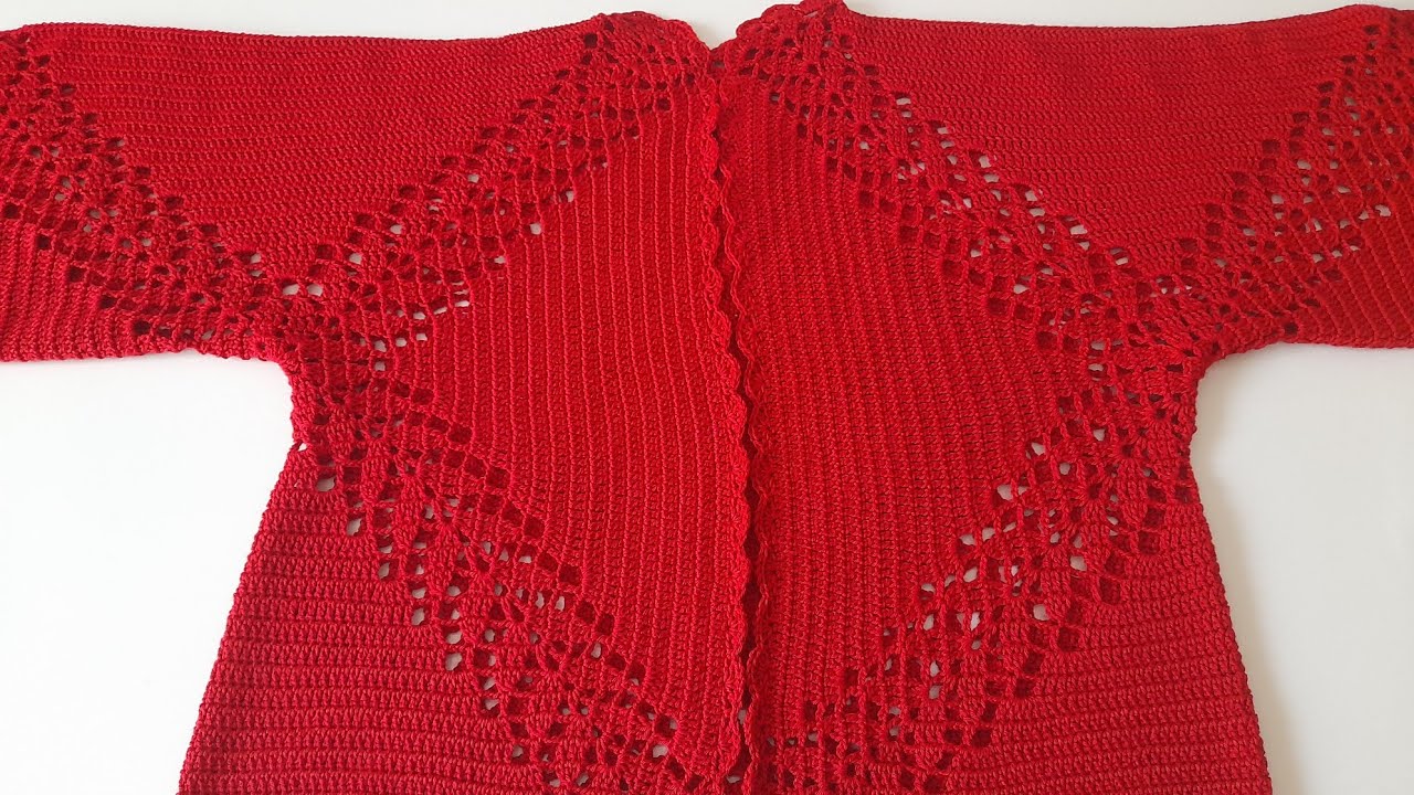 Yaprak modelli altıgen hırka yapımı ❤️ #crochet #handknitting
