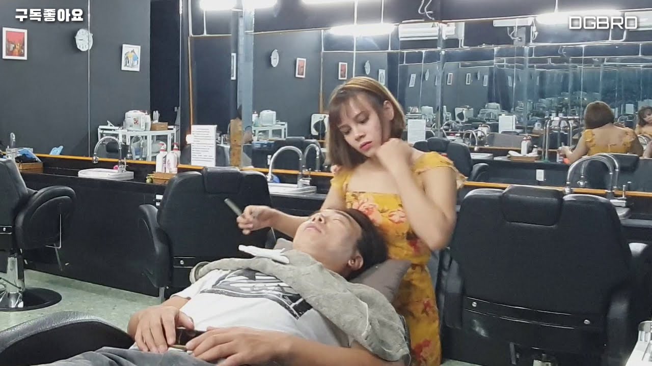 Yellow dress sexy manager massage full version vietnam barbershop massage no music full video