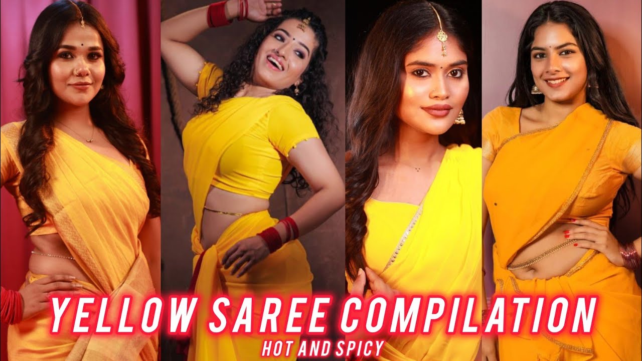 Yellow Saree Dance Compilation 4K🥵 #trending #viralvideo #trisha