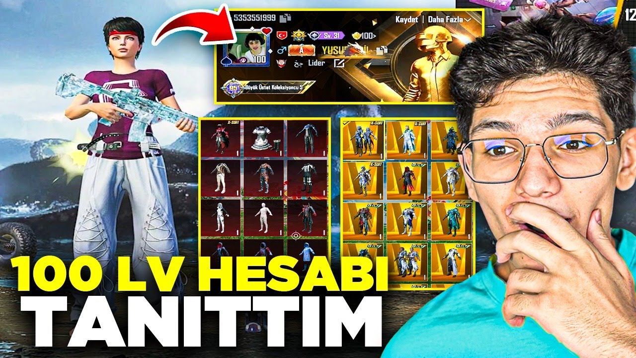 YENİ 100 SEVİYE HESABI TANITTIM! ÇOK İYİ - PUBG MOBİLE