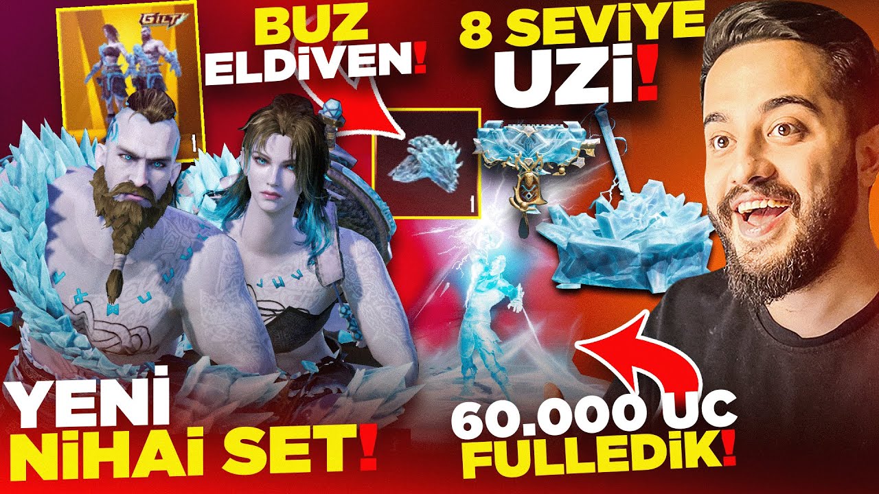 YENİ NİHAİ SET ve 8 SEVİYE UZİ GELDİ! 60.000 UC FULLEYİP BUZ ELDİVENİ ALDIK! OYUNUN EN İYİSİ! PUBG M