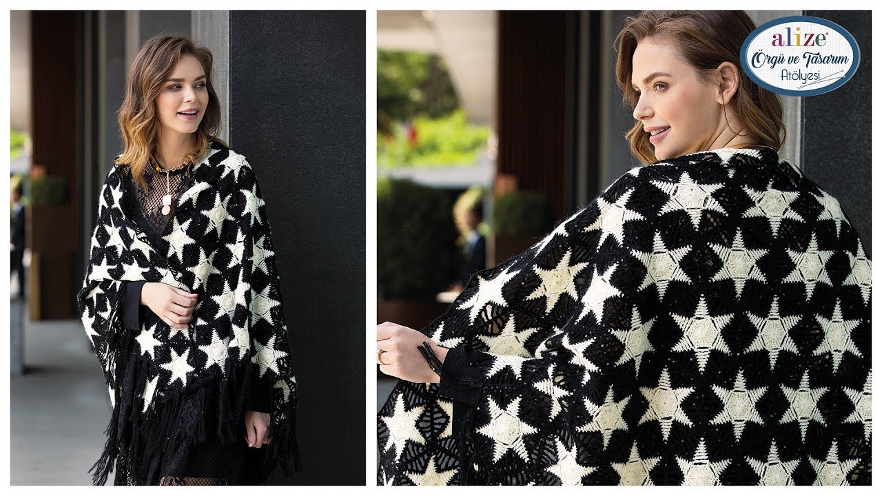 Yıldız Motifli Şal Yapımı -  Making Star Motif Shawl