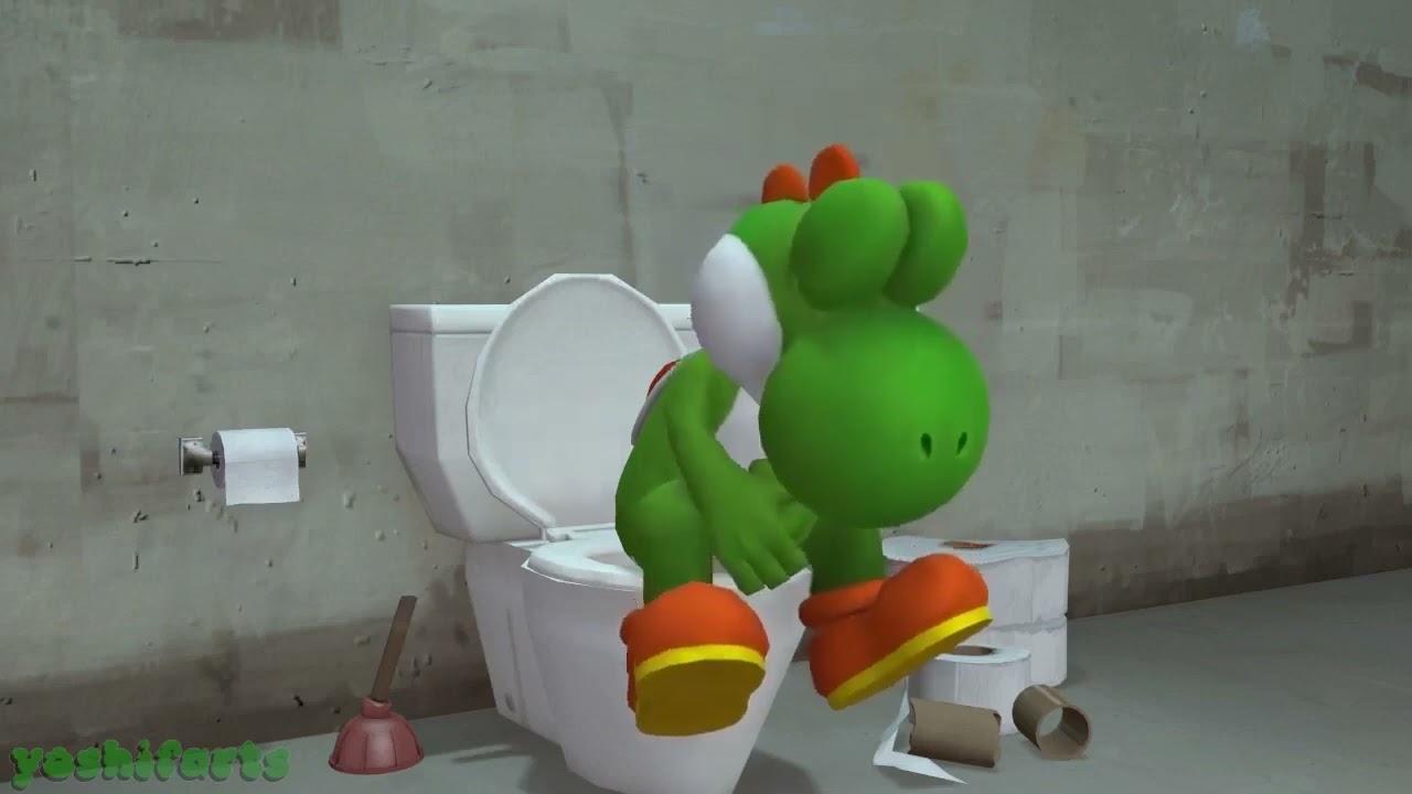 Yoshi Pooping in the Toilet