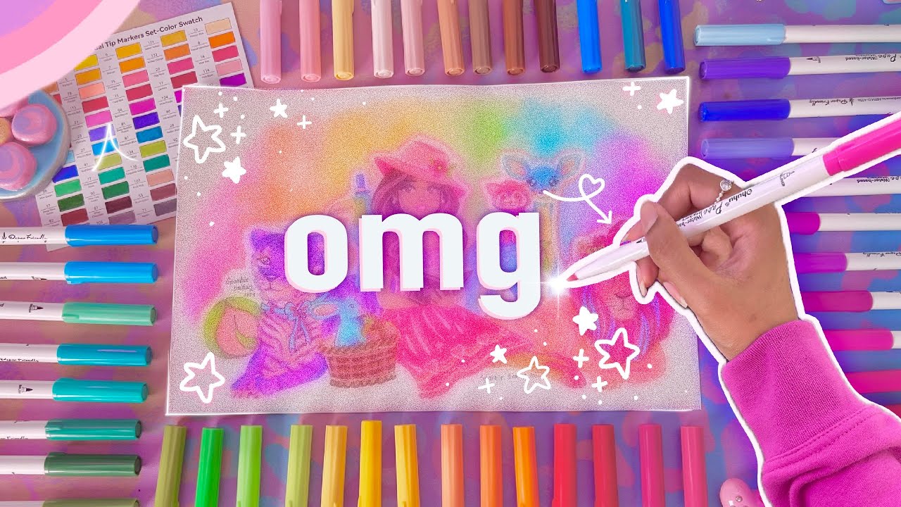 YOU will NOT believe this drawing! 😱 unboxing new Ohuhu Pupe markers + hand lettering ideas