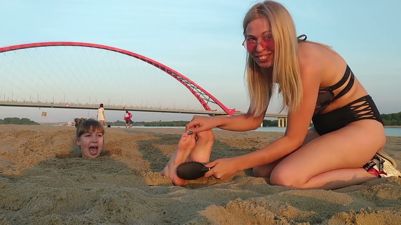 YouTube Free Video 4 Anna Tickled by Lenka! Buried at The Beach Reflexology! Research Project