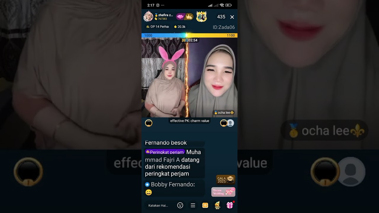 Zhafira Zada Vs Ocha Lee Bigo Live