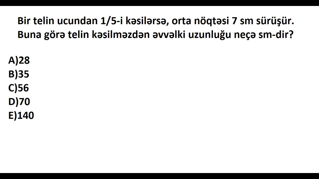Özünü yoxla / KƏSR məsələsi ORTA NÖQTƏ / Rasim Aliyev