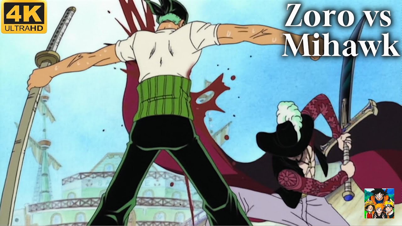 Zoro vs Mihawk [4K] English [DUB]
